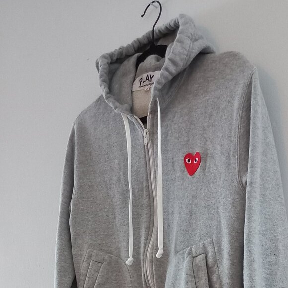 PLAY COMME DES GARCONS grey full zip hoodie size s - Picture 4 of 13